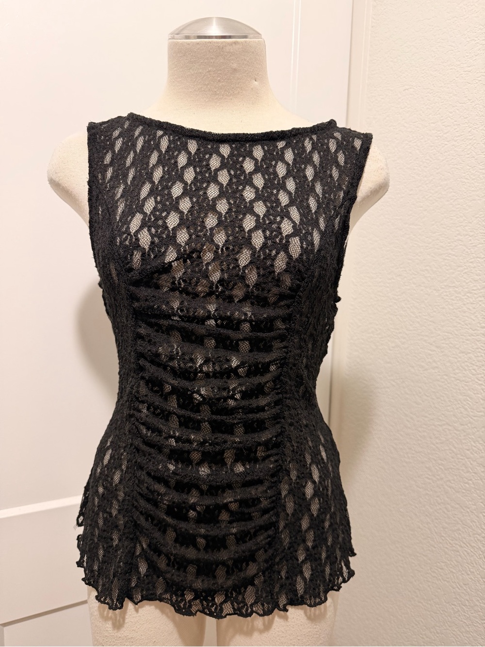 Anthropologie Black Crochet Openwork Tank Top